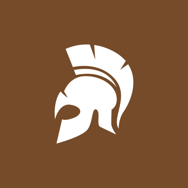 ilustrações de stock, clip art, desenhos animados e ícones de spartan logo design symbol. warrior helmet icon vector illustration - spartacus