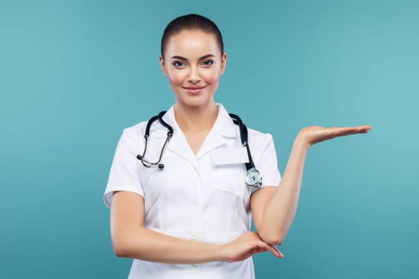 istock Female doctor with open hand 1275760809