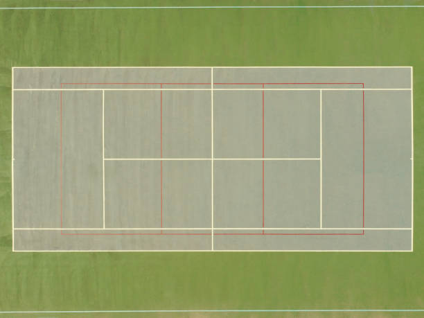 istock Tennis court top down aerial view 1275761583