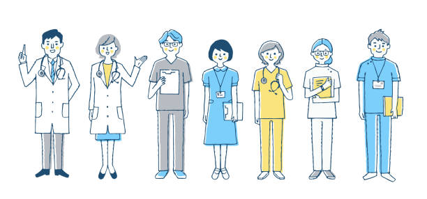 ilustrações de stock, clip art, desenhos animados e ícones de team of healthcare workers - histotechnician