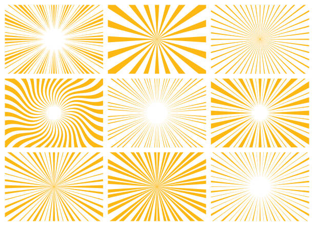 Sunburst Set of abstract sunburst pattern. Vector rectangular backgrounds sun patterns stock illustrations