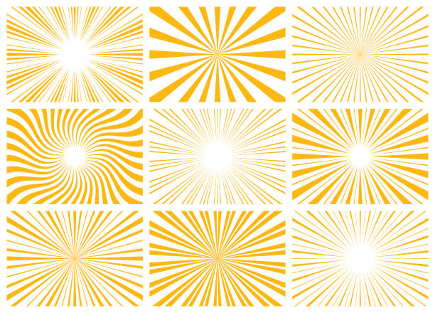 Sunburst Set of abstract sunburst pattern. Vector rectangular backgrounds sunbeam stock illustrations