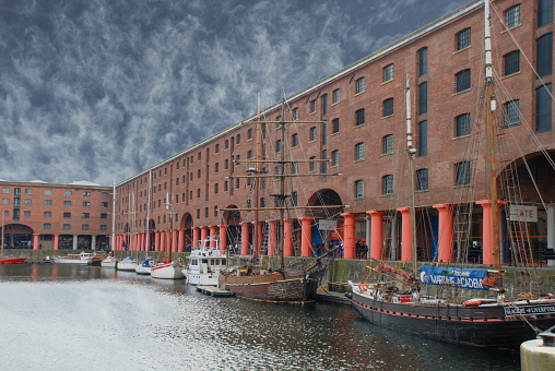 Liverpool / UK - April 2014: The Albert Dock is a focal point of the city of Liverpool, UK