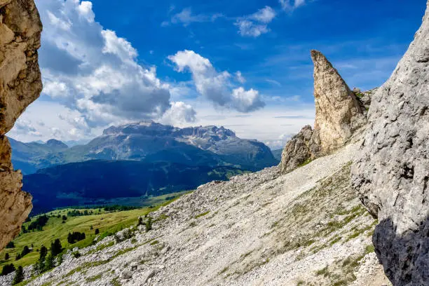 The Dolomites Mountains, Passo Valparola near Cortina d'Ampezzo, Belluno in Italy