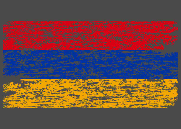 istock Armenia flag. Brush painted Armenia flag. Hand drawn style illustration with a grunge effect and watercolor. Armenia flag with grunge texture. Vector illustration. stock illustration 1275773059