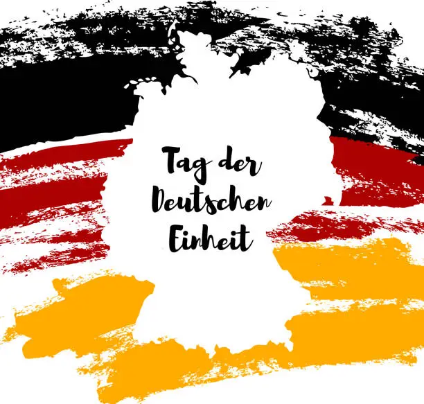 Vector illustration of Germany Happy Unity Day greeting card. German Unity Day  - Tag der Deutschen Einheit. October 3rd - celebration. National Germany holiday greeting card, banner, poster template. Patriotic nation color