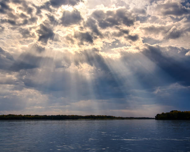 istock Landscape on the river, sky with clouds 1275777697