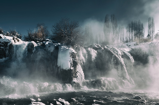High resolution image of Frozen Waterfall in Muradiye, Van, Eastern Turkey