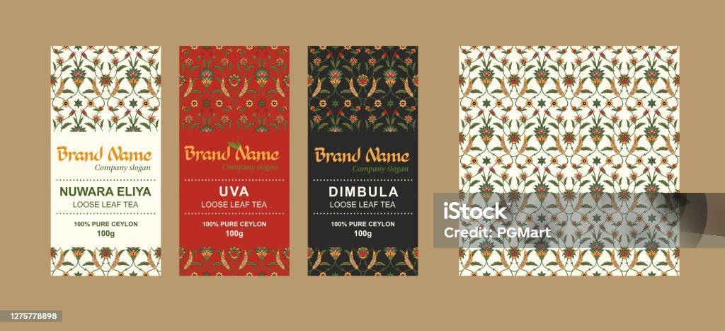 Indian Tea Inspiration Pattern Design Template For Creating Packaging Design For Elite Ceylon Indian Tea In ...