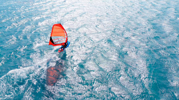 Aerial View of Windsurfing