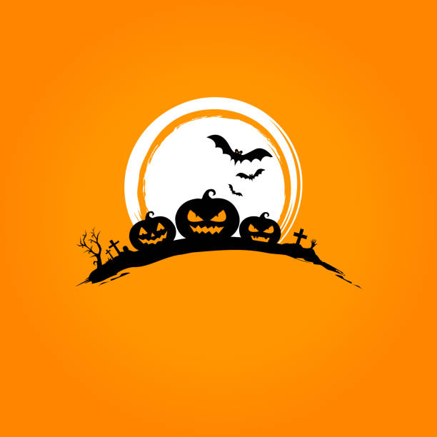 Halloween design with pumpkins.Vector Illustration Halloween design with pumpkins.Vector Illustration monster back lit halloween cemetery stock illustrations