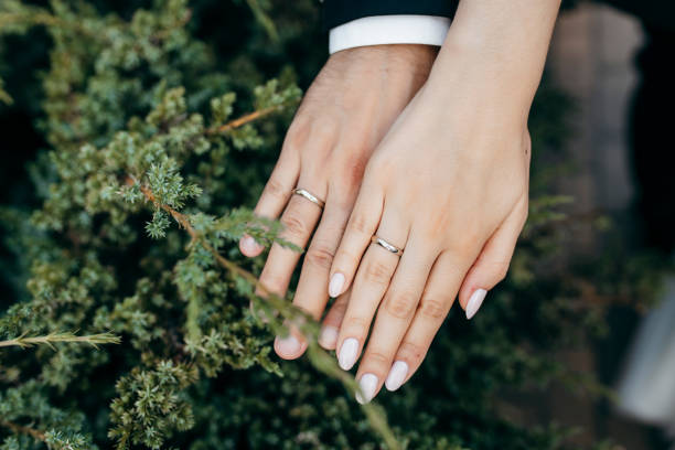 istock Hands of the new wedding couple 1275781279