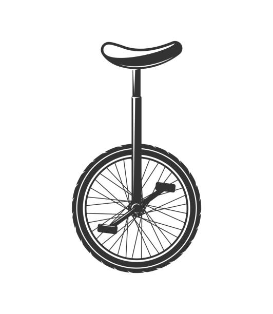 rower cyrkowy izolowany na białym tle - unicycling stock illustrations