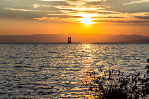 Geneva lake sunset in Switzerland