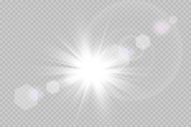 ilustrações de stock, clip art, desenhos animados e ícones de vector transparent sunlight special lens flare light effect. - lens flair