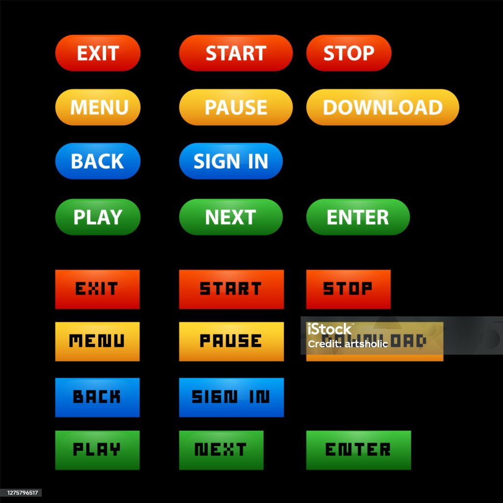 Kick Buttons Menu Button Menu Stock Illustration - Download Image Now - Art, Circle ...