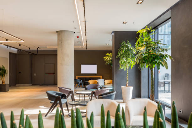 istock Interior of a empty modern hotel lounge bar 1275799259