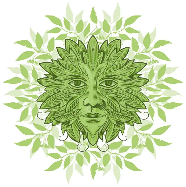 Vector illustration of Green man decorated illustration