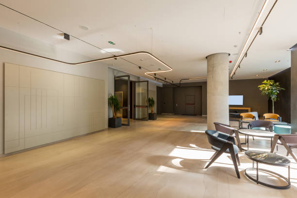 istock Interior of a empty modern hotel lounge bar 1275799279