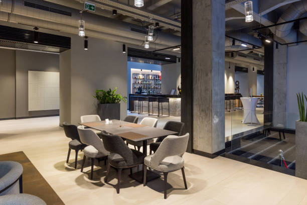 istock Interior of a empty modern hotel lounge cafe 1275799438