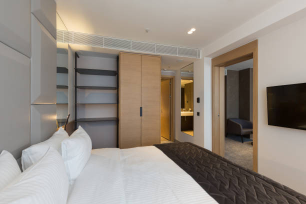 istock Interior of a luxury hotel bedroom 1275800064