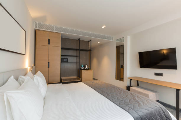 istock Interior of a luxury hotel bedroom 1275800069
