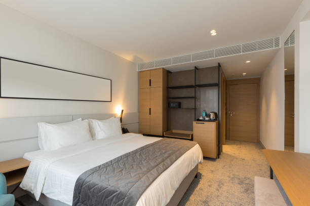 istock Interior of a luxury hotel bedroom 1275800125
