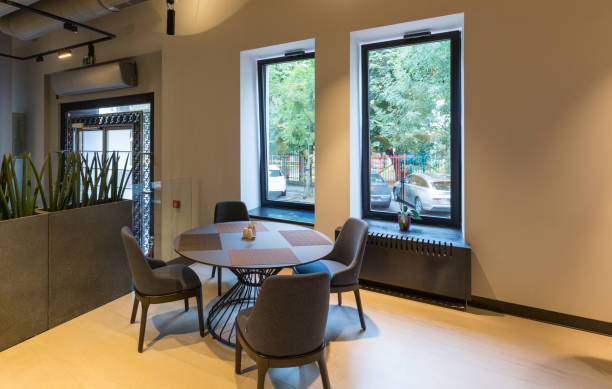 istock Interior of a empty modern hotel lounge cafe restaurant 1275800209