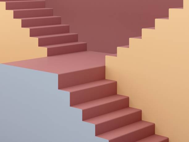 istock 3d rendering. Stairs in a minimalist interior with modern geometric style. Autumn colors background for banners or product presentations. 1275804716