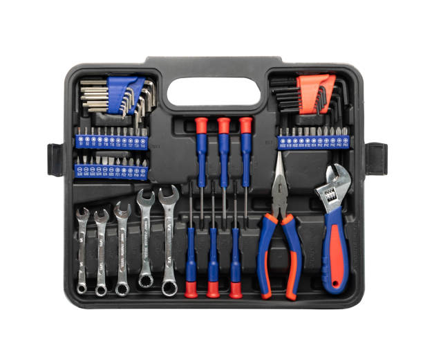 istock Set of tools in the case, suitcase or tool kit 1275804876