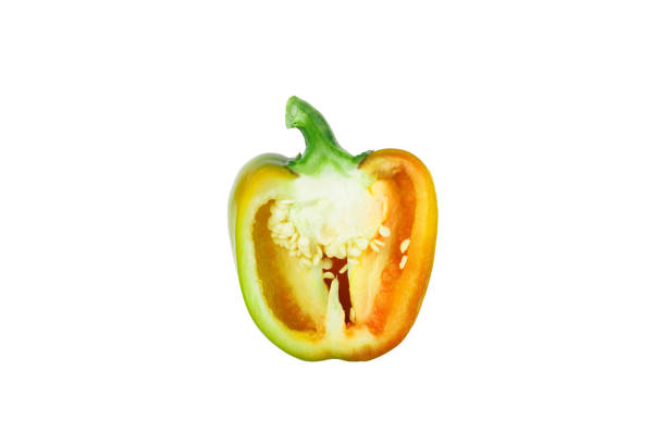 istock Red and green raw bell pepper, isolated background 1275806863