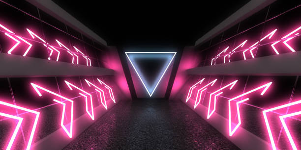 istock 3D abstract background with neon lights. neon tunnel .space construction . 3d illustration 1275813465