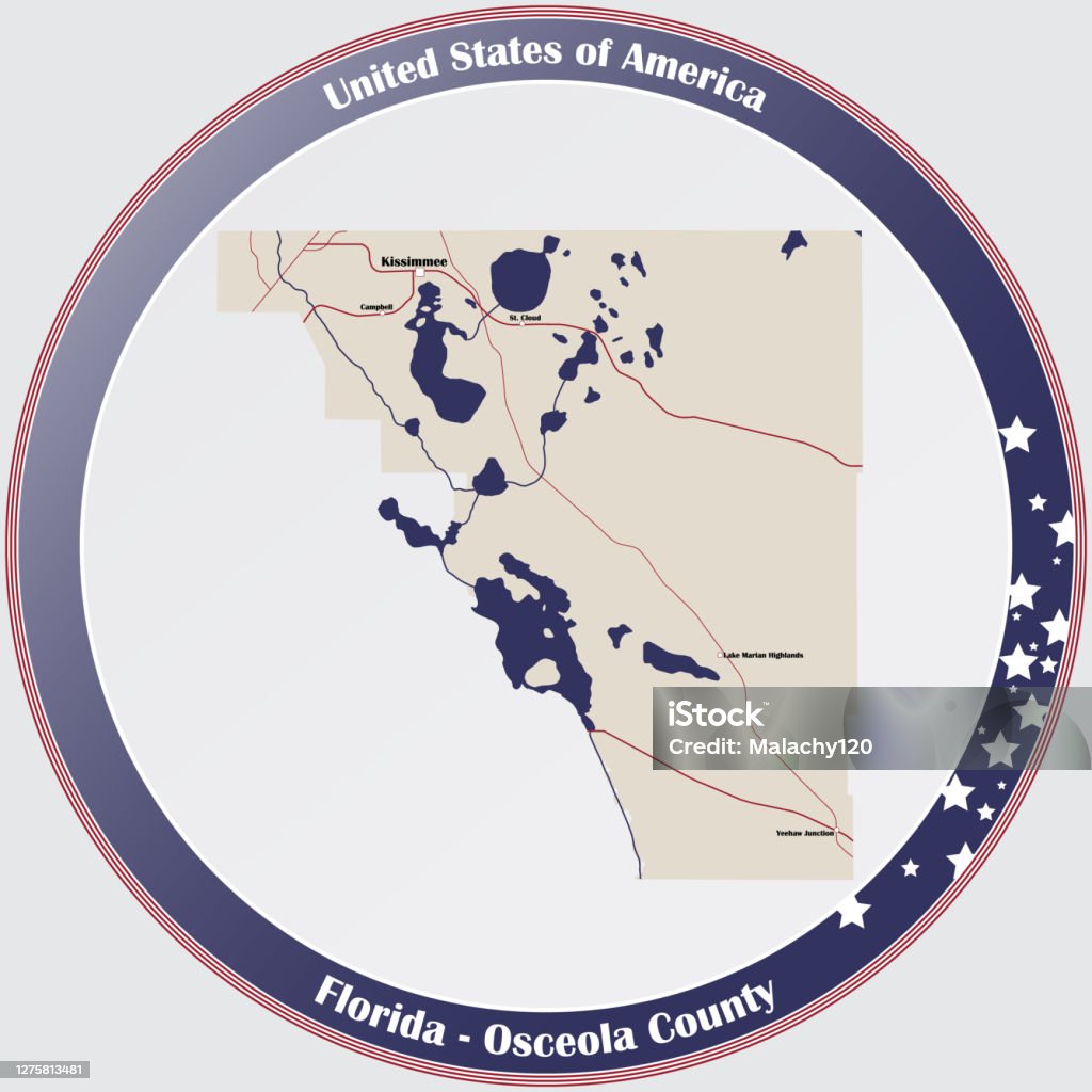Map Of Osceola County In Florida Stock Illustration - Download Image ...