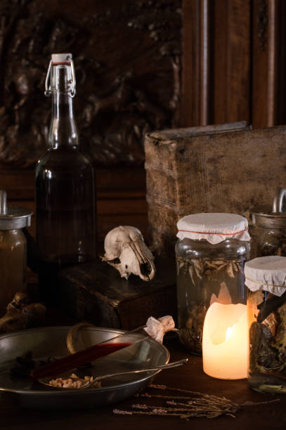 istock eerie witches' kitchen with ingredients for a potion for Halloween 1275814208