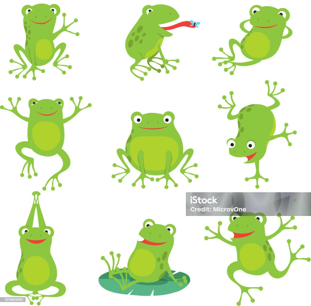 Ilustración de Lindas Ranas De Dibujos Animados Sapo Verde Croaking En Hojas De Loto En Estanque Conjunto De Caracteres Vectoriales Animales y más Vectores Libres de Derechos de Rana - iStock Ilustración de Lindas Ranas De Dibujos Animados Sapo Verde Croaking En Hojas De Loto En Estanque Conjunto De Caracteres Vectoriales Animales y más Vectores Libres de Derechos de Rana - iStock