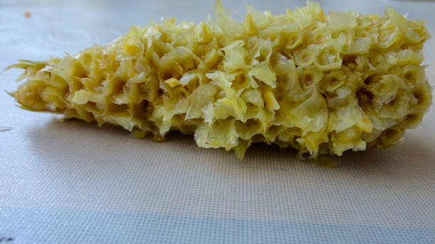 istock Boiled yellow sweet corn cobs on white background 1275819365
