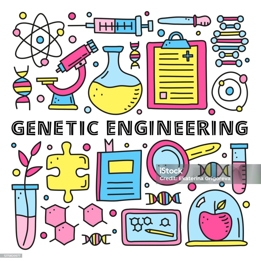 Ilustración de Cartel Con Iconos De Ingeniería Genética De Garótuos y más  Vectores Libres de Derechos de ADN - iStock