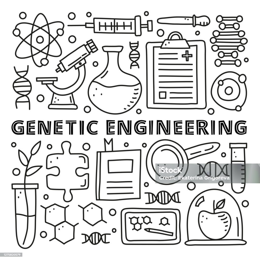 Ilustración de Cartel Con Iconos De Ingeniería Genética De Garótuos y más  Vectores Libres de Derechos de ADN - iStock