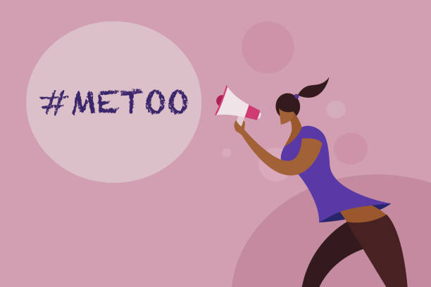 illustrations, cliparts, dessins animés et icônes de femme criant le mot « moi aussi » fort par un mégaphone - metoo