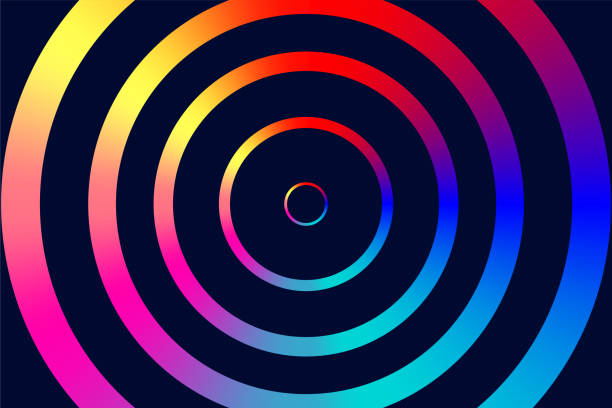 istock Background with glowing circles for night club. Futuristic geometric dark pattern 1275821137