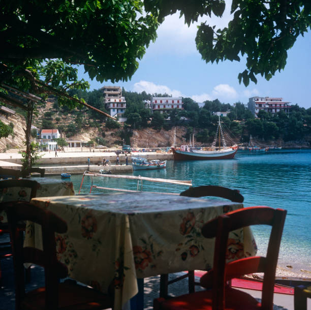 istock Restaurant in Alonissos harbor, Greece 1275829037