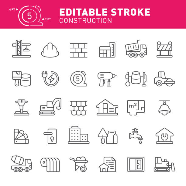 시공 아이콘 - construction plan electricity blueprint stock illustrations