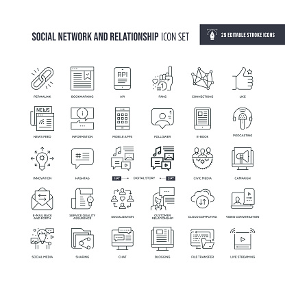 29 Social Network and Relationship Icons - Editable Stroke - Easy to edit and customize - You can easily customize the stroke with