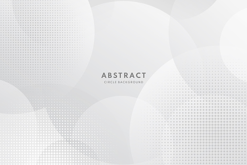 Abstract modern white and gray circle overlapping with halftone background. Minimal style Design. for presentation,banner, cover, web, flyer, card, poster, wallpaper,slide, magazine. Vector EPS10