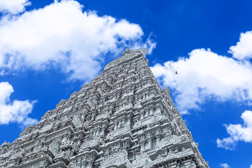 Beautiful view of gopura in the Hindu Arunachalesvara Temple, Tamil Nadu, South India.