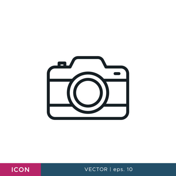 Camera icon vector design template. Editable stroke Camera icon vector design template. Editable stroke push button photos stock illustrations