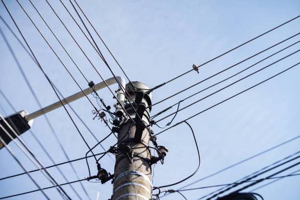 istock Street Light With Perched Bird On Power Lines Against Sky 1275838206