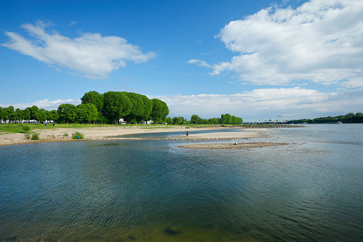 Running dry River Rhine in the summer of 2020