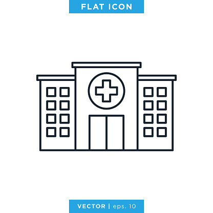 Hospital icon vector design template. Editable stroke.