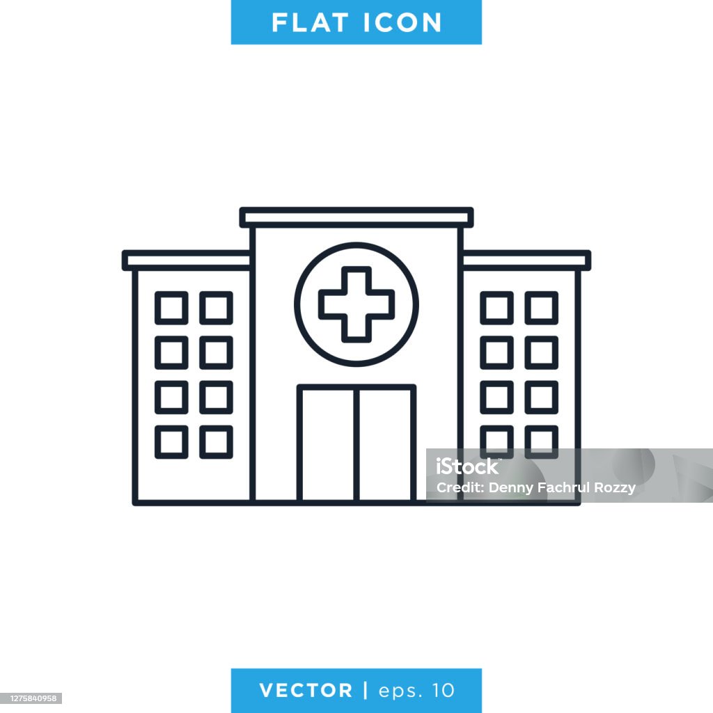 Hospital icon vector design template. Editable stroke. Hospital stock vector